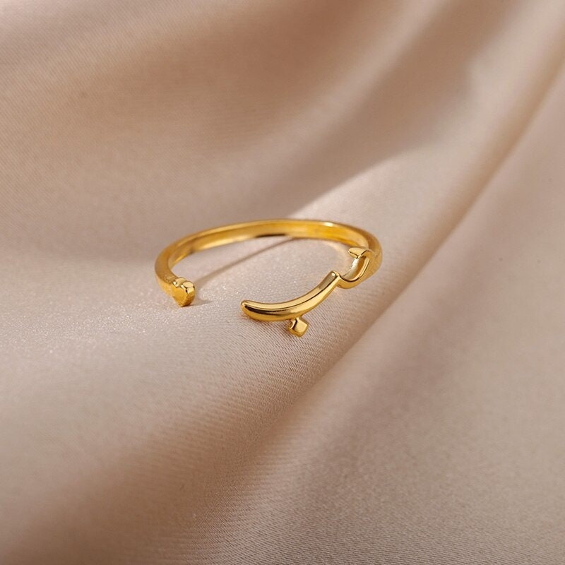 Arabic Love Ring, 18K Gold Yogi Stackable Ring, Dainty Minimalist Jewelry, Delicate Handmade Simple Accessories for Women, Gift for Her