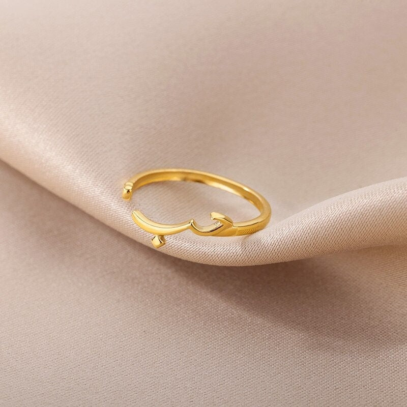 Arabic Love Ring, 18K Gold Yogi Stackable Ring, Dainty Minimalist Jewelry, Delicate Handmade Simple Accessories for Women, Gift for Her