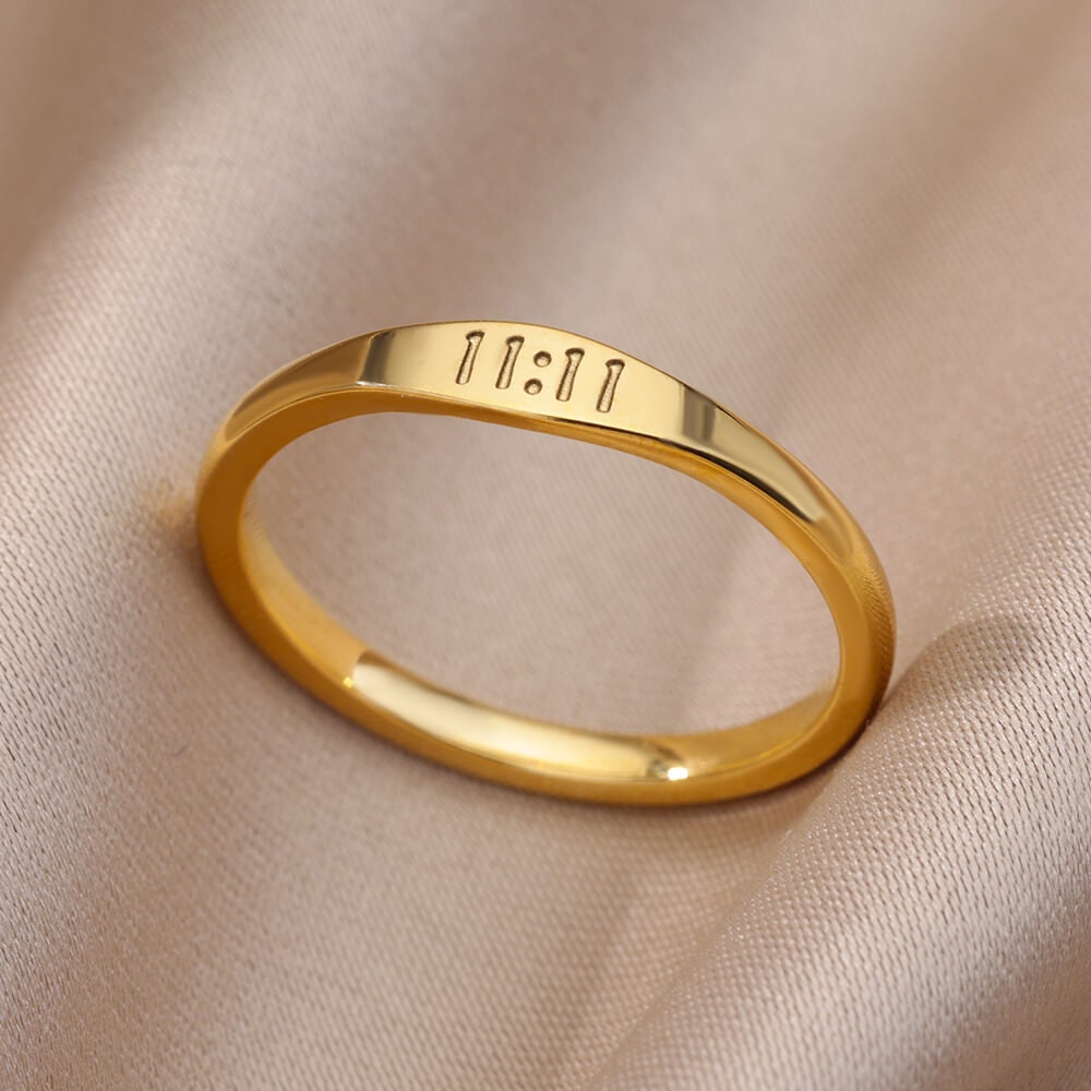 Angel Number 11:11 Ring, 18K Gold Plated Angel Number 11:11 Ring, Dainty Minimalist