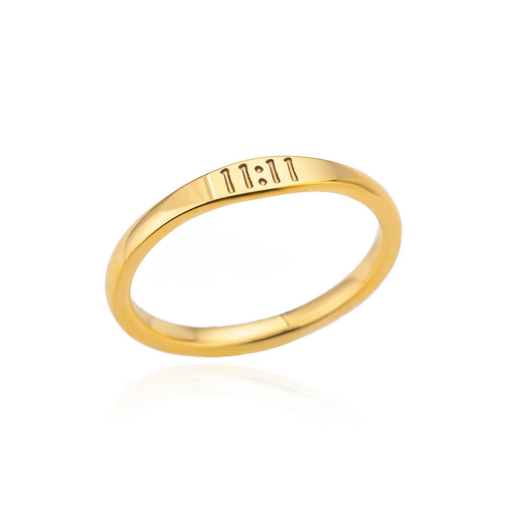 Angel Number 11:11 Ring, 18K Gold Plated Angel Number 11:11 Ring, Dainty Minimalist