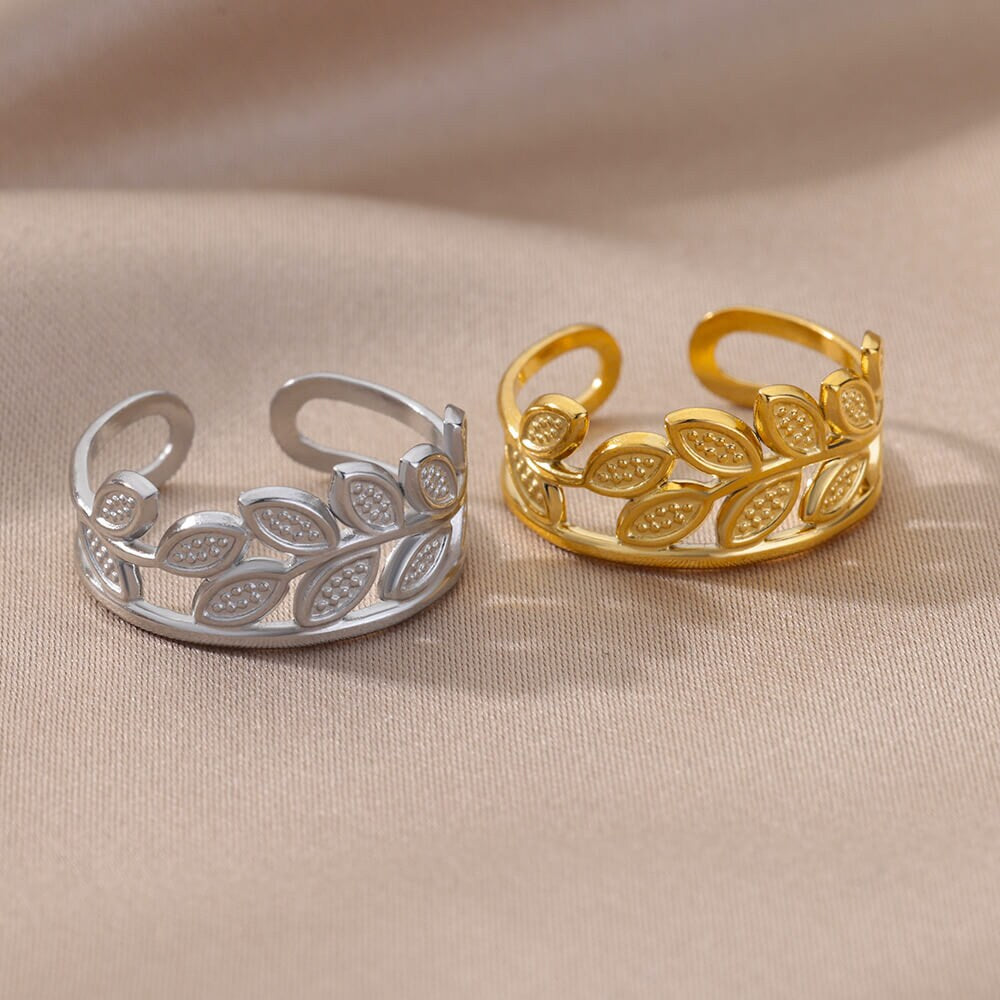 Hippie Leaf Ring, 18K Gold Leaf Ring, Gold Hippie Ring, Hippie Fashion Ring for Women, Gift for Her