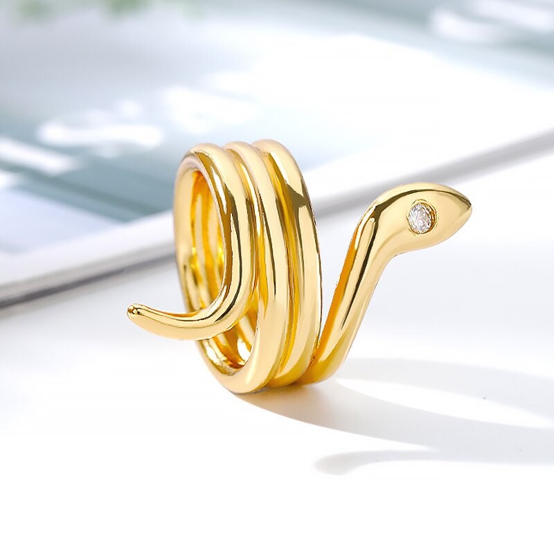 Punk Snake Ring, Cute Snake Ring, 18K Gold Snake Ring, Snake Wrap Ring, Snake Fashion Ring for Women, Gift for Her