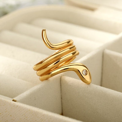 Punk Snake Ring, Cute Snake Ring, 18K Gold Snake Ring, Snake Wrap Ring, Snake Fashion Ring for Women, Gift for Her