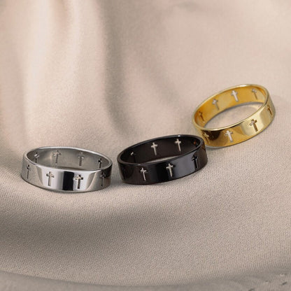 18K Gold Cross Ring, Dainty Cross Ring, Gothic Cross Ring, Gold Jesus Ring, Jesus Fashion Ring for Women, Gift for Her