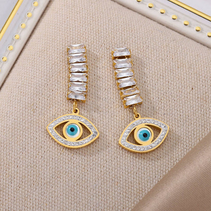 Gothic Evil Eye Earrings, Protection Earrings, 18K Gold Evil Eye Earrings for Women, Gift for Her