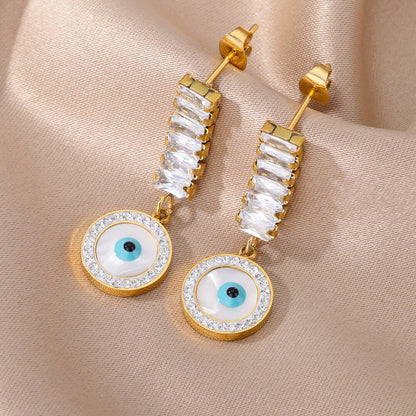 Gothic Evil Eye Drop Earrings, 18K Gold Evil Eye Earrings, Evil Eye Dangle Earrings for Women, Gift for Her