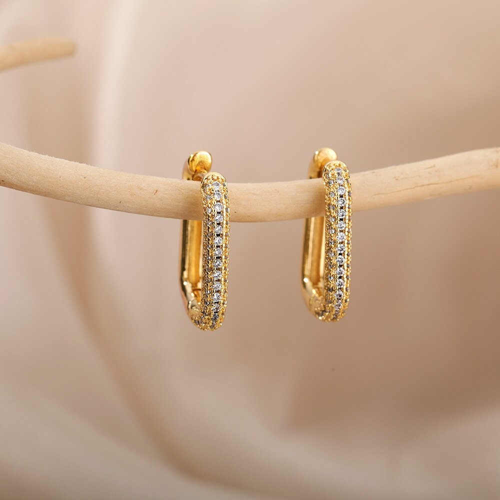 Punk Hoop Earrings, 18K Gold Hoop Earrings, Gold Clip Earrings, Punk Fashion for Women, Gift for Her