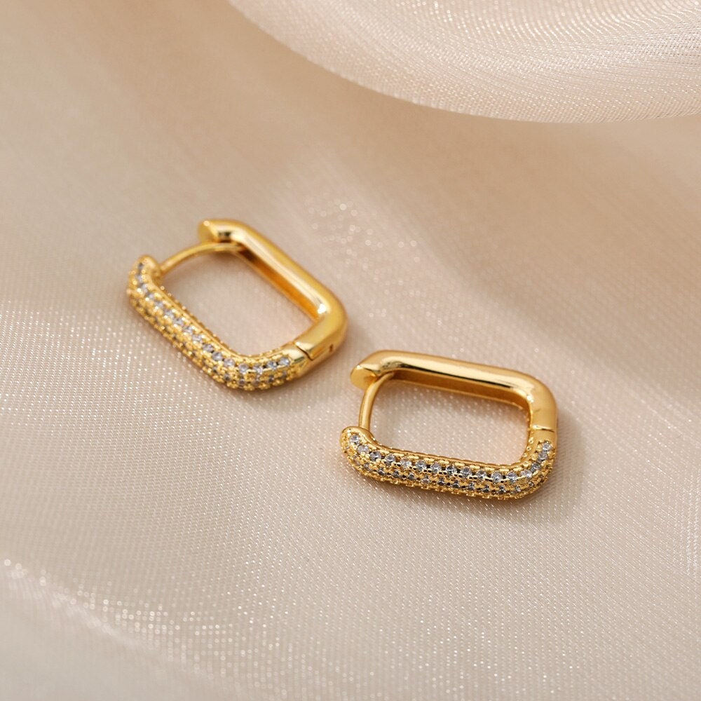 Punk Hoop Earrings, 18K Gold Hoop Earrings, Gold Clip Earrings, Punk Fashion for Women, Gift for Her