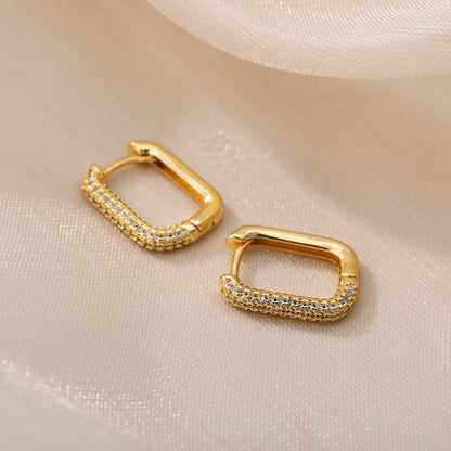 Punk Hoop Earrings, 18K Gold Hoop Earrings, Gold Clip Earrings, Punk Fashion for Women, Gift for Her