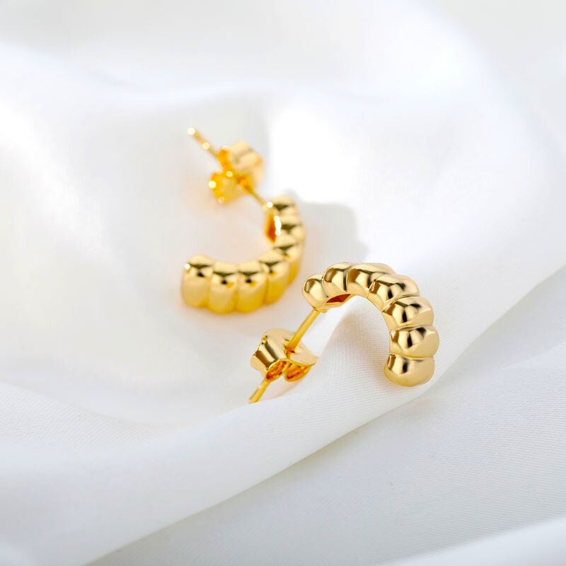 18K Gold Cuff Earrings, Punk Cuff Earrings, Punk Fashion Earrings for Women, Gift for Her