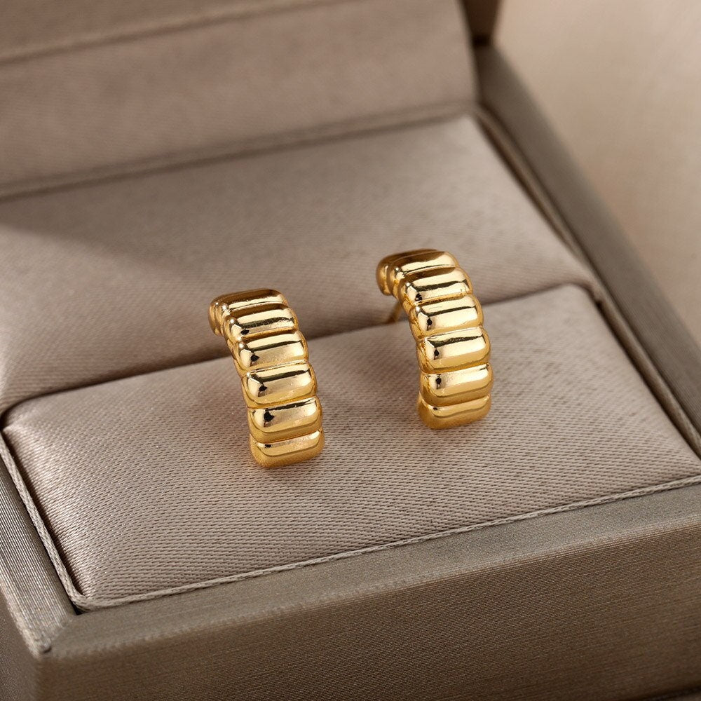18K Gold Cuff Earrings, Punk Cuff Earrings, Punk Fashion Earrings for Women, Gift for Her