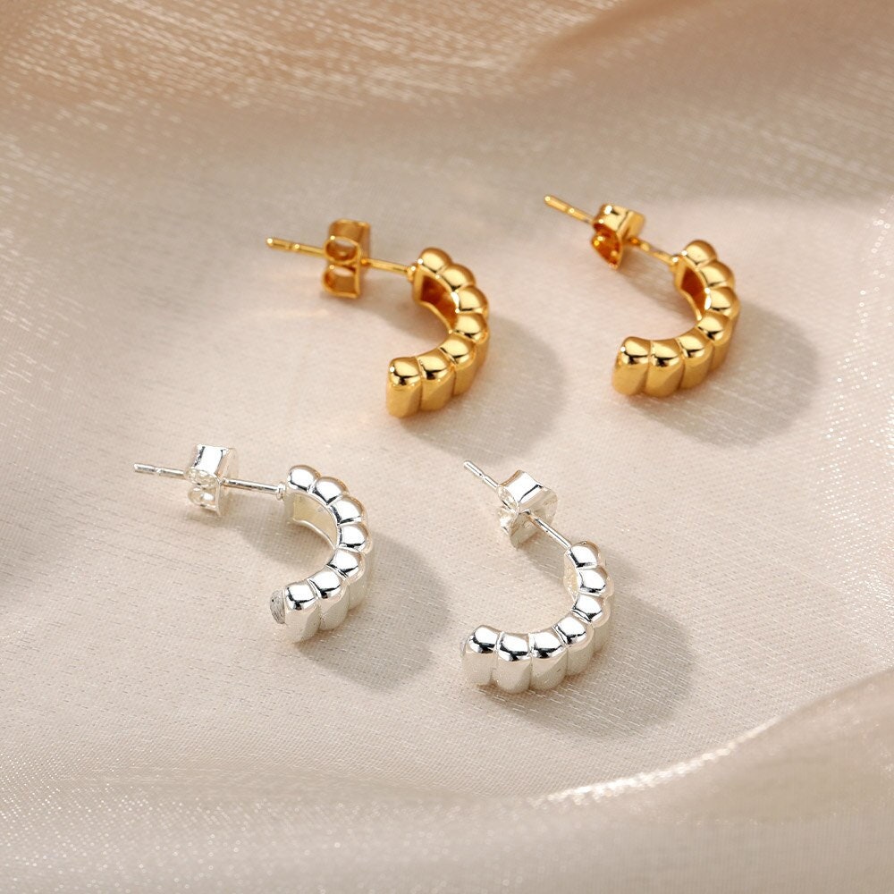 18K Gold Cuff Earrings, Punk Cuff Earrings, Punk Fashion Earrings for Women, Gift for Her