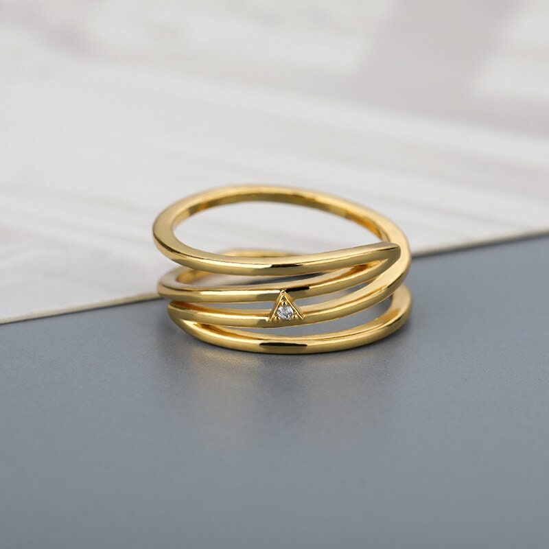 Punk Layer Ring, 18K Gold Layer Ring, Twist Layer Ring, Punk Fashion Ring for Women, Gift for Her