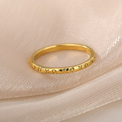 Dainty Love Ring, 18K Gold Love Ring, Engraved Love Ring, Punk Fashion Ring for Women, Gift for Her