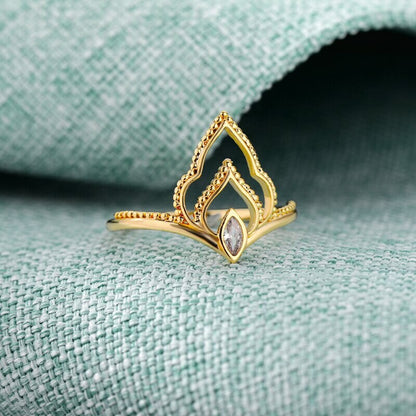 Elegant Tiara Ring, 18K Gold Tiara Ring, Gold Crown Ring, Tiara Fashion Ring for Women, Gift for Her