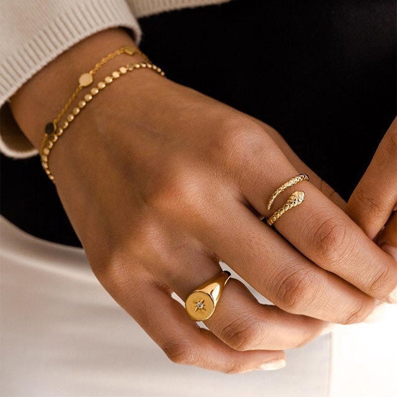 Dainty Snake Ring, 18K Gold Snake Ring, Snake Wrap Ring, Punk Snake Fashion Ring for Women, Gift for Her