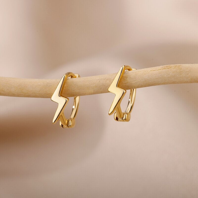 Punk Thunder Earrings, 18K Gold Thunder Earrings, Punk Fashion Earrings for Women, Gift for Her