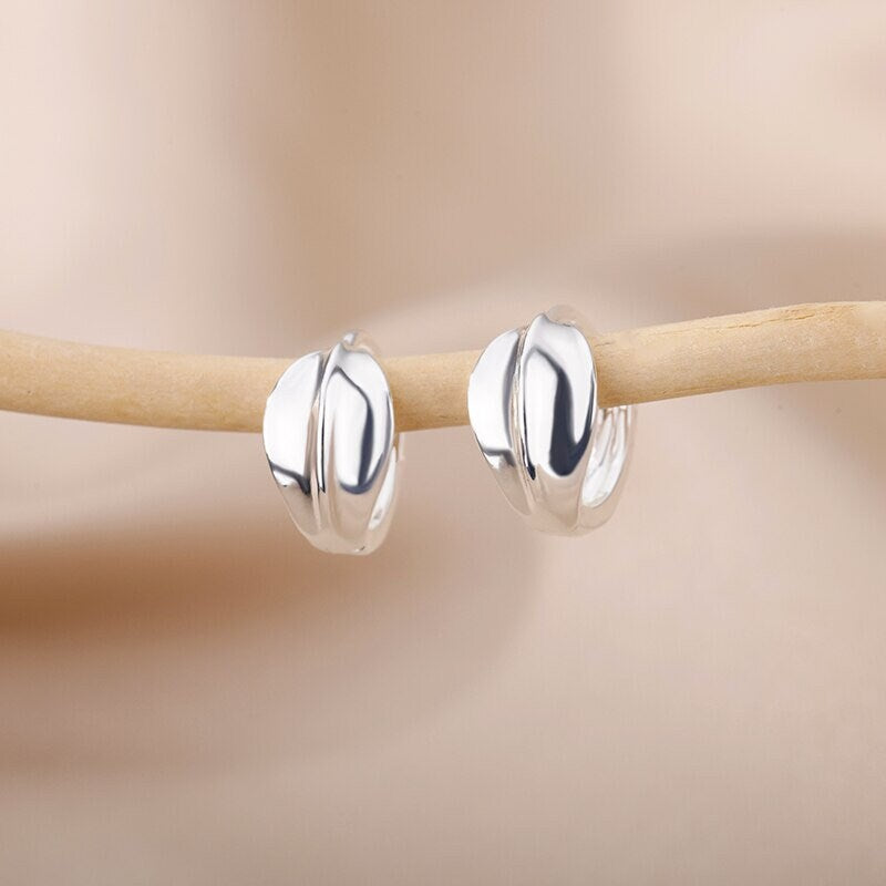 Layer Hoops Earrings, 18K Gold Hoop Earrings, Organic Hoops, Fashion Hoops for Women, Gift for Her