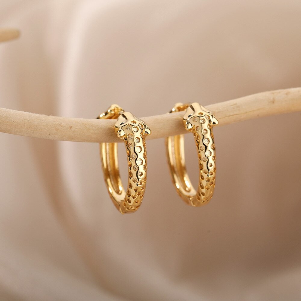 Snake Head Hoops, 18K Gold Everyday Earrings, Dainty Minimalist Jewelry, Punk Gothic Delicate Handmade for Women, Gift for Her