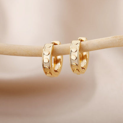 Dot Hoop Earrings, 18K Gold Punk Hoop Earrings, Fashion Hoops for Women, Gift for Her