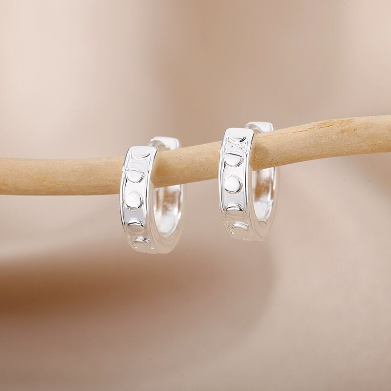 Dot Hoop Earrings, 18K Gold Punk Hoop Earrings, Fashion Hoops for Women, Gift for Her