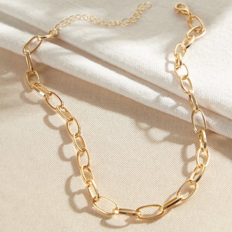 Punk Chain Link Necklace, 18K Gold Link Necklace, Punk Fashion Necklace for Women, Gift for Her