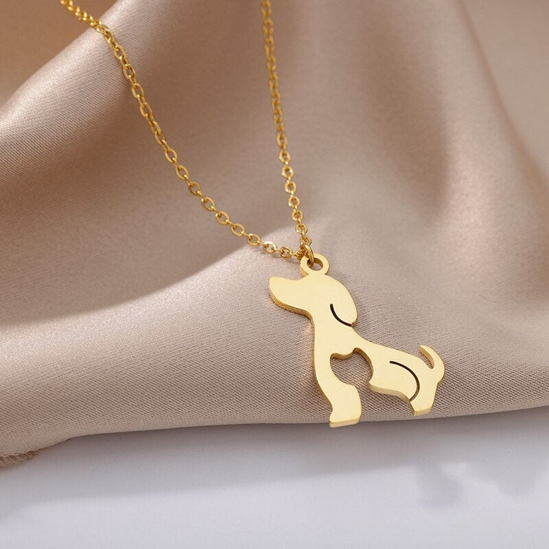 Dog Puppy Cat Pendant, 18K Gold Animal Lovers Necklace, Dainty Layered Minimalist Jewelry, Boho Delicate Handmade for Women, Gift for Her