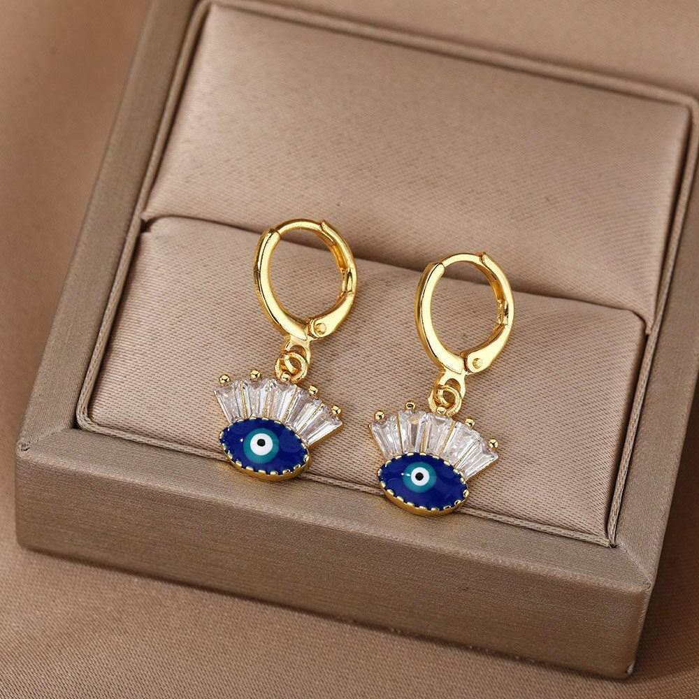 Gothic Evil Eye Earrings, Evil Eye Drop Earrings, Blue Evil Eye, Fashion Earrings for Women, Gift for Her