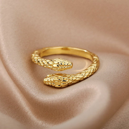 Punk Snake Serpent, 18K Gold Gothic Stackable Ring, Dainty Minimalist Jewelry, Delicate Handmade for Women, Gift for Her