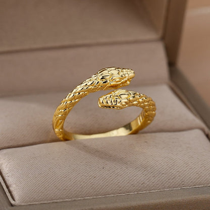Punk Snake Serpent, 18K Gold Gothic Stackable Ring, Dainty Minimalist Jewelry, Delicate Handmade for Women, Gift for Her