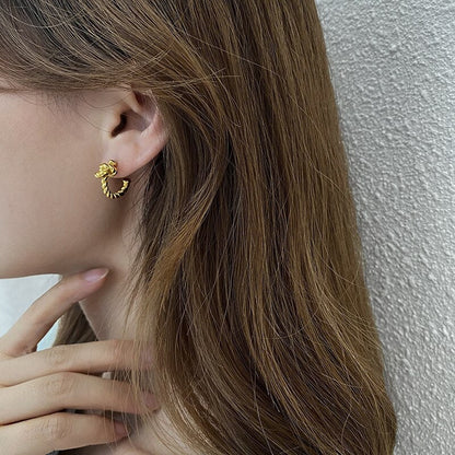 Rope Twist Earrings, 18K Gold Rope Earrings, Punk Fashion Earrings for Women, Gift for Her