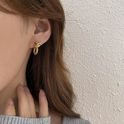 Rope Twist Earrings, 18K Gold Rope Earrings, Punk Fashion Earrings for Women, Gift for Her