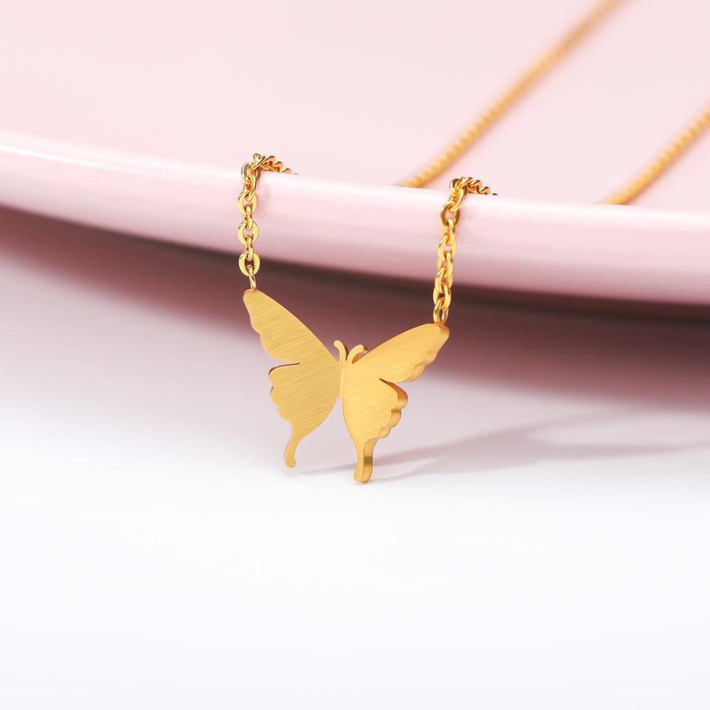 Boho Cute Butterfly Charm Pendant, 18K Gold Layered Yogi Necklace, Dainty Minimalist Jewelry, Delicate Handmade for Women, Gift for Her