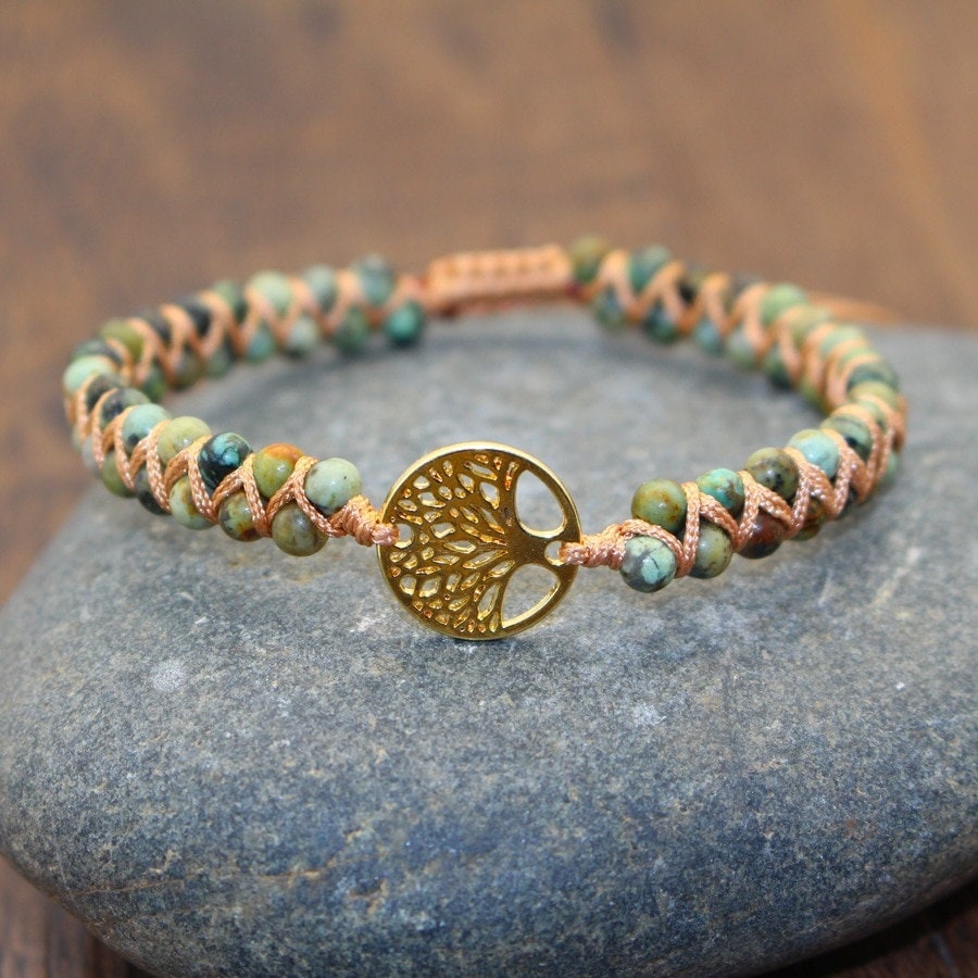 Tree of Life Beaded Bracelet, 18K Gold Beaded Kabala Bracelet, Kabala Bracelet for Women, Gift for Her