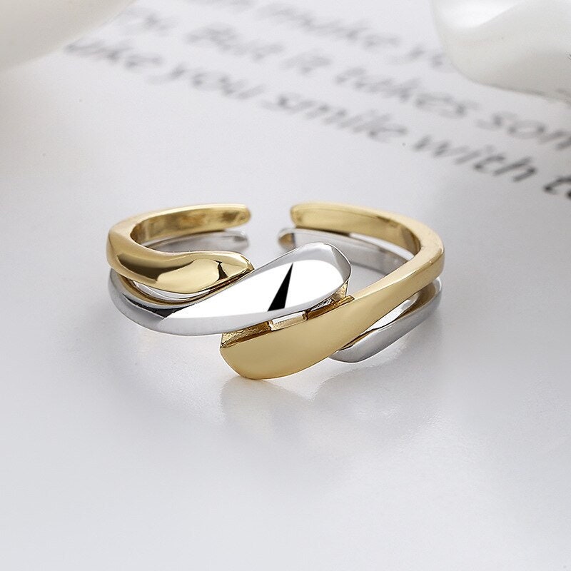 Punk Wavy Wrap Twist, 18K Gold Gothic Stackable Ring, Dainty Minimalist Jewelry, Delicate Handmade for Women, Gift for Her