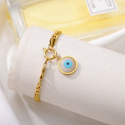 18K Gold Evil Eye Bracelet, Evil Eye Enamel, Gothic Evil Eye, Evil Eye Bracelet for Women, Gift for Her