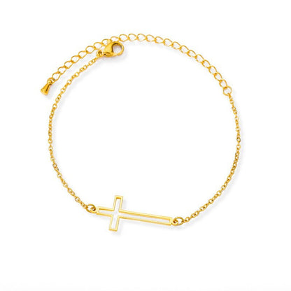 18K Gold Cross Bracelet, Gold Jesus Bracelet, Christian Bracelet for Women, Gift for Her