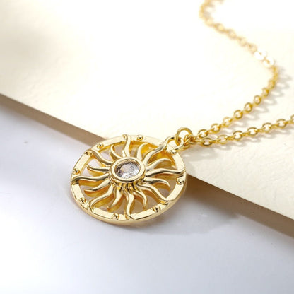 18K Gold Sun Charm Pendant, Gold Sun Necklace, Gothic Sun Necklace for Women, Gift for Her