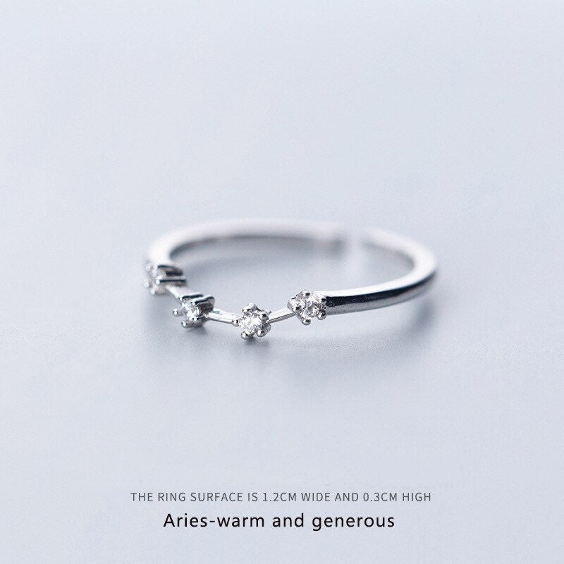 Horoscope Constellation Stars, Silver Stackable Ring, Zodiac Dainty Minimalist Jewelry, Delicate Handmade for Women, Gift for Her