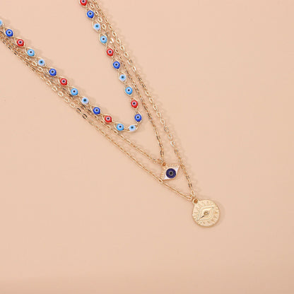 Evil Eye Amulet, 18K Gold Evil Eye Necklace, Gothic Fashion Necklace for Women, Gift for Her
