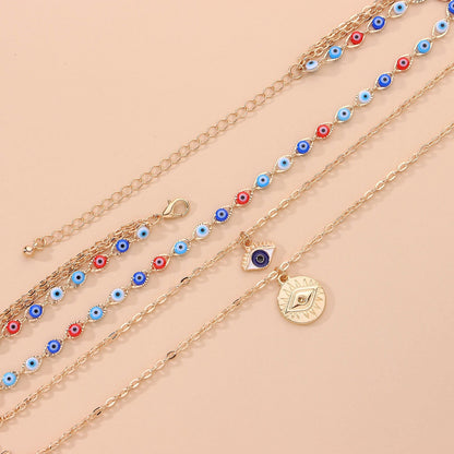Evil Eye Amulet, 18K Gold Evil Eye Necklace, Gothic Fashion Necklace for Women, Gift for Her