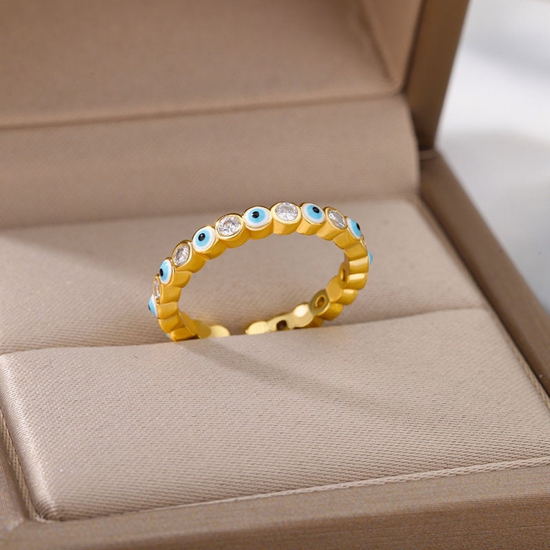 Evil Eye Ring, 18K Gold Evil Eye Ring, Protection Ring, Protection Fashion Ring for Women, Gift for Her