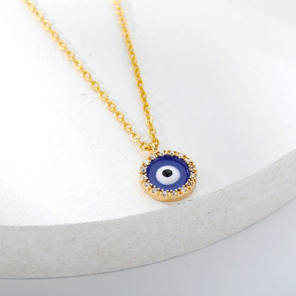 18K Gold Evil Eye Necklace, Blue Evil Eye, Gothic Evil Eye Fashion Necklace for Women, Gift for Her