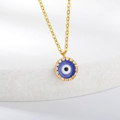 18K Gold Evil Eye Necklace, Blue Evil Eye, Gothic Evil Eye Fashion Necklace for Women, Gift for Her