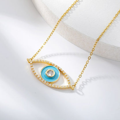 18K Gold Eye Necklace, Big Eye Necklace, Gothic Necklace for Women, Gift for Her