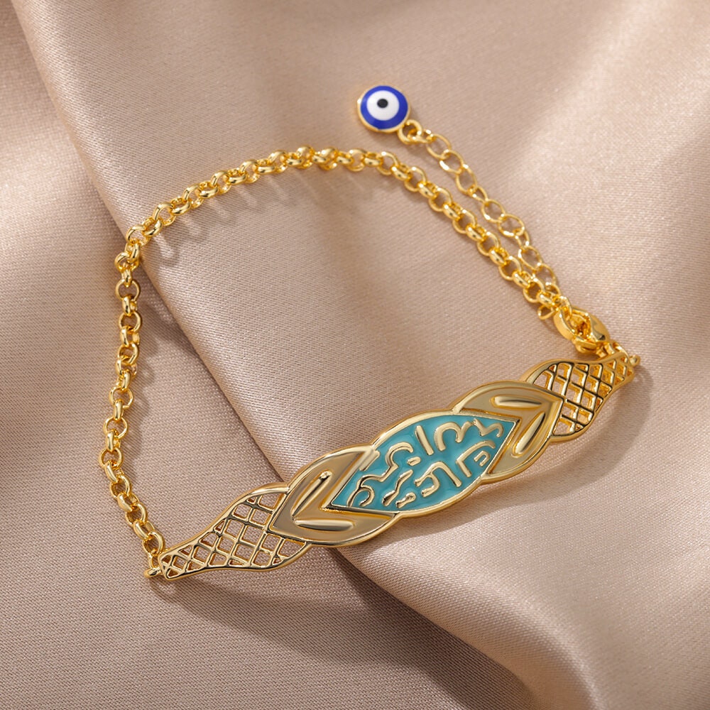 18K Gold Evil Eye Bracelet, Gold Evil Eye Charm, Gothic Evil Eye Bracelet for Women, Gift for Her