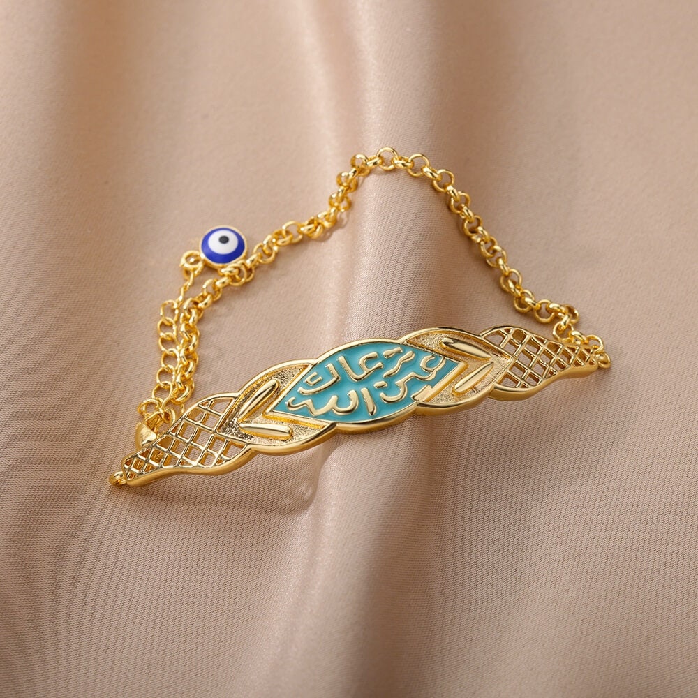 18K Gold Evil Eye Bracelet, Gold Evil Eye Charm, Gothic Evil Eye Bracelet for Women, Gift for Her