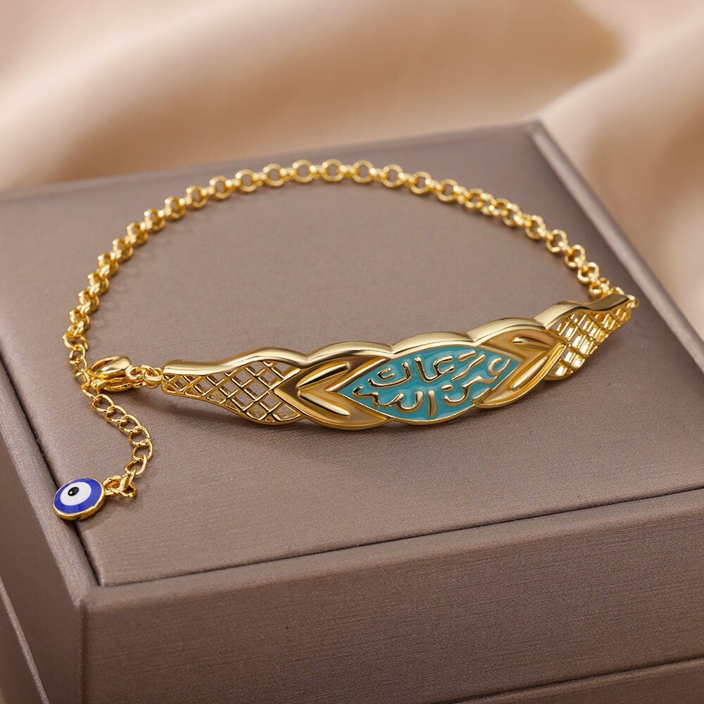 18K Gold Evil Eye Bracelet, Gold Evil Eye Charm, Gothic Evil Eye Bracelet for Women, Gift for Her