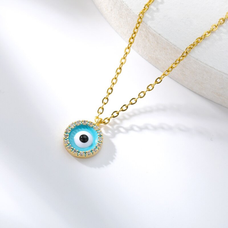 Evil Eye Charm, Evil Eye Necklace, 18K Gold Evil Eye Necklace for Women, Gift for Her