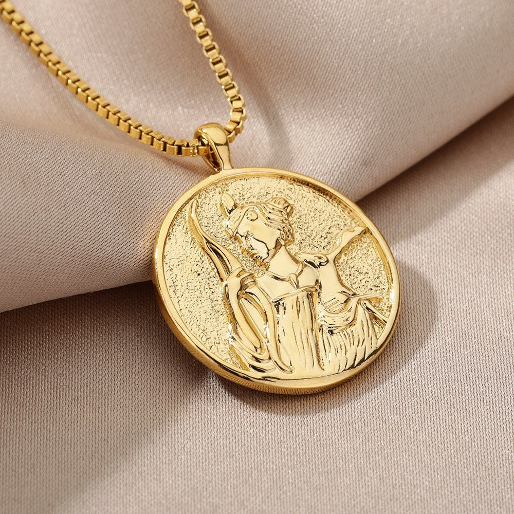 18K Gold Plated Artemis Goddess Pendant, Minimalist Dainty Necklace
